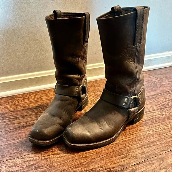 Frye Harness 12r Moto boots in brown - Picture 2 of 13
